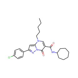 CCCCCn1cc(C(=O)NC2CCCCCC2)c(=O)n2nc(-c3ccc(Cl)cc3)cc12 ZINC000096908233