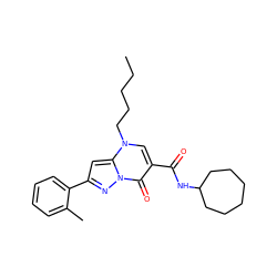 CCCCCn1cc(C(=O)NC2CCCCCC2)c(=O)n2nc(-c3ccccc3C)cc12 ZINC000096905687