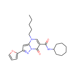 CCCCCn1cc(C(=O)NC2CCCCCC2)c(=O)n2nc(-c3ccco3)cc12 ZINC000096907164