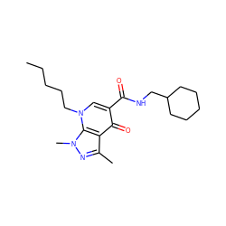 CCCCCn1cc(C(=O)NCC2CCCCC2)c(=O)c2c(C)nn(C)c21 ZINC000095594518