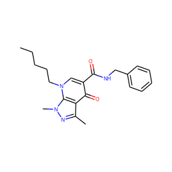 CCCCCn1cc(C(=O)NCc2ccccc2)c(=O)c2c(C)nn(C)c21 ZINC000095598364