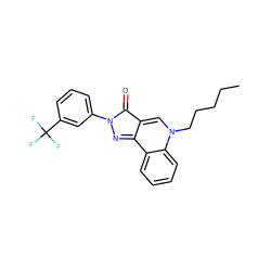 CCCCCn1cc2c(=O)n(-c3cccc(C(F)(F)F)c3)nc-2c2ccccc21 ZINC000299866089