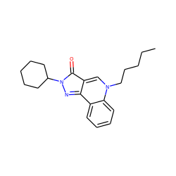 CCCCCn1cc2c(=O)n(C3CCCCC3)nc-2c2ccccc21 ZINC000299862776