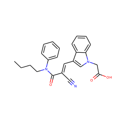 CCCCN(C(=O)/C(C#N)=C/c1cn(CC(=O)O)c2ccccc12)c1ccccc1 ZINC000096271127