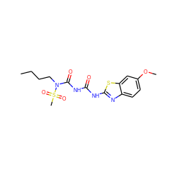 CCCCN(C(=O)NC(=O)Nc1nc2ccc(OC)cc2s1)S(C)(=O)=O ZINC000003176582