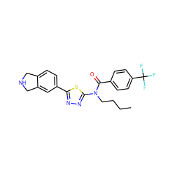 CCCCN(C(=O)c1ccc(C(F)(F)F)cc1)c1nnc(-c2ccc3c(c2)CNC3)s1 ZINC000084618740