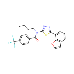 CCCCN(C(=O)c1ccc(C(F)(F)F)cc1)c1nnc(-c2cccc3ccoc23)s1 ZINC000084618742