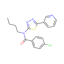 CCCCN(C(=O)c1ccc(Cl)cc1)c1nnc(-c2cccnc2)s1 ZINC000004881751