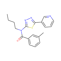 CCCCN(C(=O)c1cccc(C)c1)c1nnc(-c2cccnc2)s1 ZINC000084604572