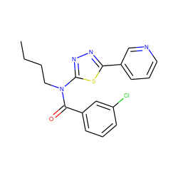 CCCCN(C(=O)c1cccc(Cl)c1)c1nnc(-c2cccnc2)s1 ZINC000004881768