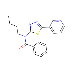 CCCCN(C(=O)c1ccccc1)c1nnc(-c2cccnc2)s1 ZINC000084603962