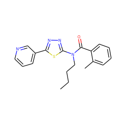 CCCCN(C(=O)c1ccccc1C)c1nnc(-c2cccnc2)s1 ZINC000084605255