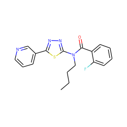 CCCCN(C(=O)c1ccccc1F)c1nnc(-c2cccnc2)s1 ZINC000084604306