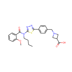 CCCCN(C(=O)c1ccccc1OC)c1nnc(-c2ccc(CN3CC(C(=O)O)C3)cc2)s1 ZINC000095563983