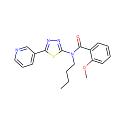 CCCCN(C(=O)c1ccccc1OC)c1nnc(-c2cccnc2)s1 ZINC000004881773