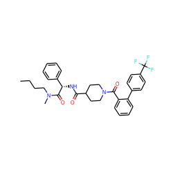 CCCCN(C)C(=O)[C@@H](NC(=O)C1CCN(C(=O)c2ccccc2-c2ccc(C(F)(F)F)cc2)CC1)c1ccccc1 ZINC000036184526