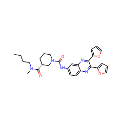 CCCCN(C)C(=O)[C@@H]1CCCN(C(=O)Nc2ccc3nc(-c4ccco4)c(-c4ccco4)nc3c2)C1 ZINC000028702987