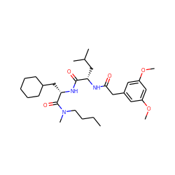 CCCCN(C)C(=O)[C@H](CC1CCCCC1)NC(=O)[C@H](CC(C)C)NC(=O)Cc1cc(OC)cc(OC)c1 ZINC000029560230