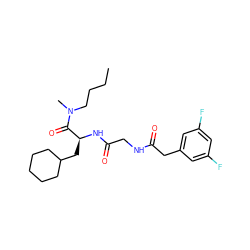 CCCCN(C)C(=O)[C@H](CC1CCCCC1)NC(=O)CNC(=O)Cc1cc(F)cc(F)c1 ZINC000029561536