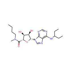 CCCCN(C)C(=O)[C@H]1O[C@@H](n2cnc3c(NC(CC)CC)ncnc32)[C@H](O)[C@@H]1O ZINC000048998301