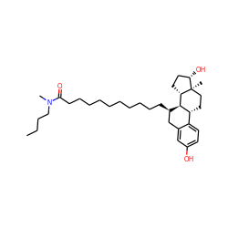 CCCCN(C)C(=O)CCCCCCCCCC[C@@H]1Cc2cc(O)ccc2[C@H]2CC[C@]3(C)[C@@H](O)CC[C@H]3[C@@H]21 ZINC000003917379