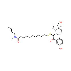 CCCCN(C)C(=O)CCCCCCCCCCS[C@@H]1C(=O)c2cc(O)ccc2[C@H]2CC[C@]3(C)[C@@H](O)CC[C@H]3[C@H]12 ZINC000066261976