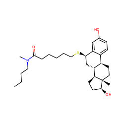 CCCCN(C)C(=O)CCCCCS[C@@H]1C[C@@H]2[C@H](CC[C@]3(C)[C@@H](O)CC[C@@H]23)c2ccc(O)cc21 ZINC000004383763