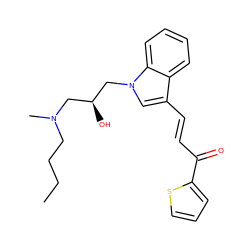 CCCCN(C)C[C@H](O)Cn1cc(/C=C/C(=O)c2cccs2)c2ccccc21 ZINC000004116432