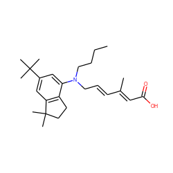 CCCCN(C/C=C/C(C)=C/C(=O)O)c1cc(C(C)(C)C)cc2c1CCC2(C)C ZINC000053267949