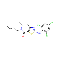 CCCCN(CC)C(=O)c1sc(Nc2c(Cl)cc(Cl)cc2Cl)nc1C ZINC000013587330