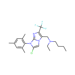 CCCCN(CC)Cc1c(C(F)(F)F)nc2n(-c3c(C)cc(C)cc3C)c(Cl)cn12 ZINC000049052200