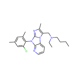 CCCCN(CC)Cc1c(C)nc2n(-c3c(C)cc(C)cc3Cl)c3ncccc3n12 ZINC000028903764