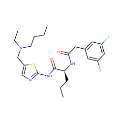 CCCCN(CC)Cc1cnc(NC(=O)[C@H](CCC)NC(=O)Cc2cc(F)cc(F)c2)s1 ZINC000028827407