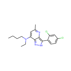 CCCCN(CC)c1cc(C)nc2c(-c3ccc(Cl)cc3Cl)[nH]nc12 ZINC000100879185