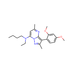 CCCCN(CC)c1cc(C)nc2c(-c3ccc(OC)cc3OC)c(C)nn12 ZINC000027192808