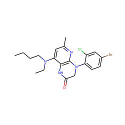 CCCCN(CC)c1cc(C)nc2c1NC(=O)CN2c1ccc(Br)cc1Cl ZINC000218998202