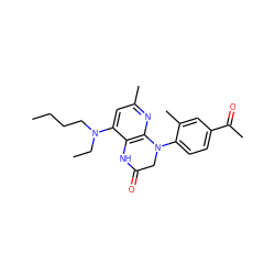 CCCCN(CC)c1cc(C)nc2c1NC(=O)CN2c1ccc(C(C)=O)cc1C ZINC000014975086