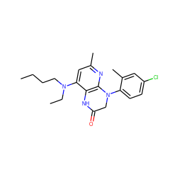 CCCCN(CC)c1cc(C)nc2c1NC(=O)CN2c1ccc(Cl)cc1C ZINC000473151554