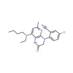 CCCCN(CC)c1cc(C)nc2c1NC(=O)CN2c1ccc(Cl)cc1C#N ZINC000013584816