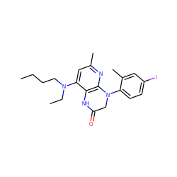 CCCCN(CC)c1cc(C)nc2c1NC(=O)CN2c1ccc(I)cc1C ZINC000473153062