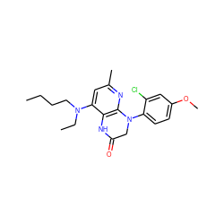 CCCCN(CC)c1cc(C)nc2c1NC(=O)CN2c1ccc(OC)cc1Cl ZINC000013584773