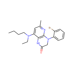 CCCCN(CC)c1cc(C)nc2c1NC(=O)CN2c1ccccc1Br ZINC000013584809