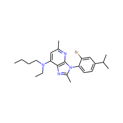 CCCCN(CC)c1cc(C)nc2c1nc(C)n2-c1ccc(C(C)C)cc1Br ZINC000013795055