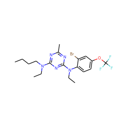 CCCCN(CC)c1nc(C)nc(N(CC)c2ccc(OC(F)(F)F)cc2Br)n1 ZINC000013794566