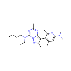 CCCCN(CC)c1nc(C)nc2c(-c3c(C)cc(N(C)C)nc3C)c(C)nn12 ZINC000040938861