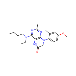 CCCCN(CC)c1nc(C)nc2c1NC(=O)CN2c1ccc(OC)cc1C ZINC000014975048