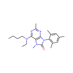 CCCCN(CC)c1nc(C)nc2c1n(C)c(=O)n2-c1c(C)cc(C)cc1C ZINC000028016056