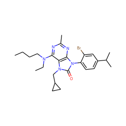 CCCCN(CC)c1nc(C)nc2c1n(CC1CC1)c(=O)n2-c1ccc(C(C)C)cc1Br ZINC000028091968