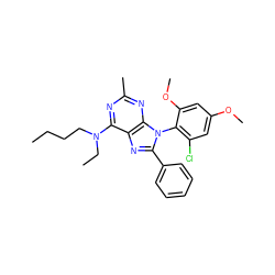 CCCCN(CC)c1nc(C)nc2c1nc(-c1ccccc1)n2-c1c(Cl)cc(OC)cc1OC ZINC000013795049