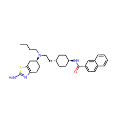 CCCCN(CC[C@H]1CC[C@H](NC(=O)c2ccc3ccccc3c2)CC1)[C@H]1CCc2nc(N)sc2C1 ZINC000253761579